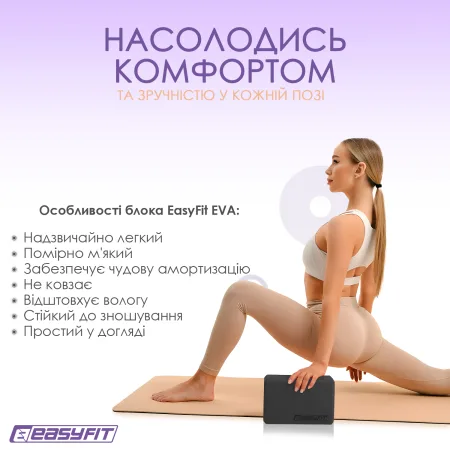 Блок для йоги EasyFit EVA чорний