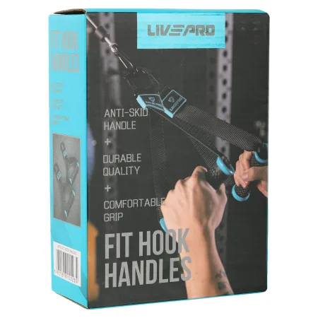 Ручки з карабінами для еспандерів, резинок та тренажерів FIT HOOK HANDLES LiveUp 2 шт чорний LP8706