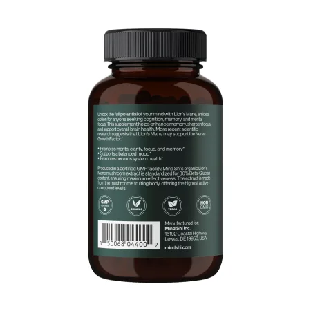 Lion's Mane Mushroom 1000 mg 60 veg caps (no label, exp. 10.26)