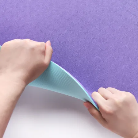 Килимок для фітнесу та йоги Sport TPE+TC 6 мм - фіолетово-м'ятний