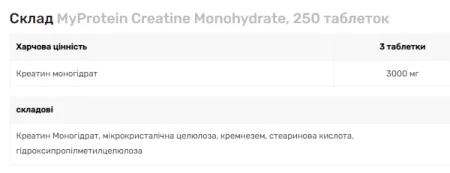 Creatine Monohydrate - 250 таблеток