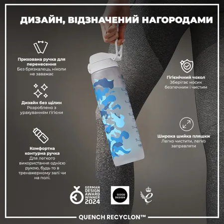 Пляшка для води ION8 1000 мл. BPA Free, Times To Drink, (ЕКО пляшка) BPA Free, Camo