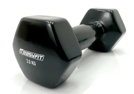 Гантель для фітнесу 3 кг EasyFit із вініловим покриттям чорна