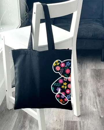 Екошопер BookOpt ВК4058 ведмедик (квіткові мрії) чорний