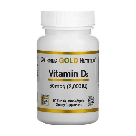 Vitamin D3 50 мкг (2,000 IU) - 90 рибний gelatin софтгель