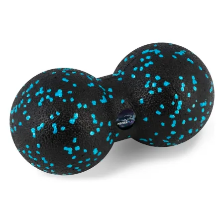 Масажний м'яч подвійний PowerPlay PP-4352 Epp foam Арахіс ball d8*16 cm. Чорно/Блакитний