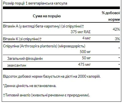 Spirulina Blue-Green Algae 500 мг - 90 капсул