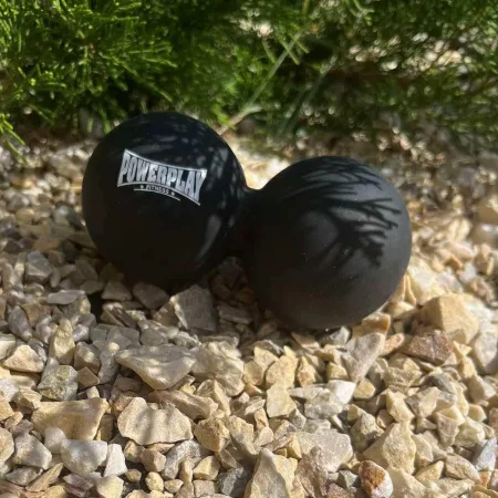 Масажний силіконовий подвійний м'яч PowerPlay PP-4355 Silicone Lacrosse Peanut Ball (6,3*12,6 см.) чорний