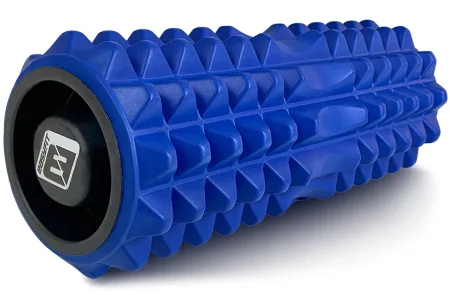 Масажний ролик EasyFit Grid Roller 33 см v.1,2 із заглушками з обох сторін синій