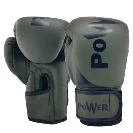 Рукавички боксерські Power 12 унцій - чорний-хакі