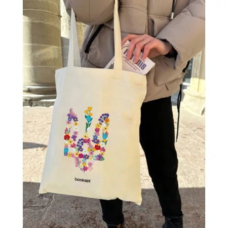 Екошопер BookOpt BK4033 квітковий тризуб бежевий
