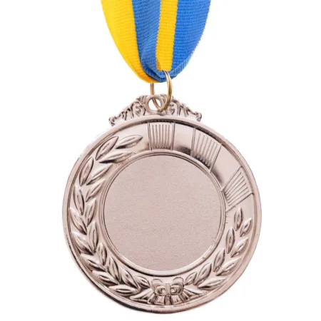 Заготовка медалі зі стрічкою срібро 6,5 см