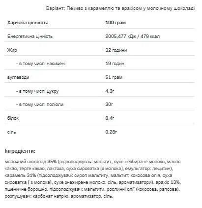 Nutlove 128 г молочне печиво з карамеллю та арахісом