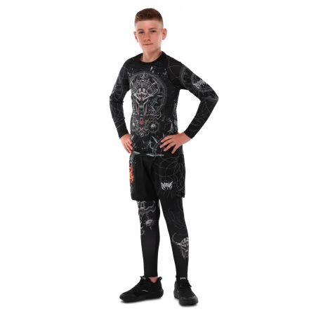 Костюм компресійний дитячий рашгард лонгслів штани та шорти VNM UFC FIGHT WEEK 2XS-L, чорний-сірий 9541B-9641B-V5032 XXS