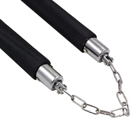 Нунчаку тренувальні з ланцюгом - чорний червоний