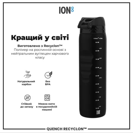 Пляшка для води ION8 1000 мл. (ЕКО пляшка) BPA Free, Black