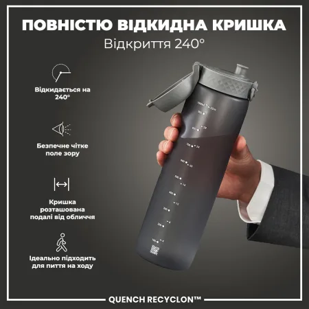 Пляшка для води ION8 1000 мл. (ЕКО пляшка) BPA Free, Grey