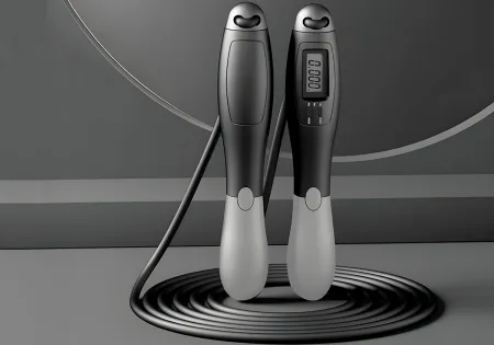 Швидкісна скакалка з лічильником EasyFit чорний-сірий