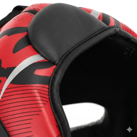 Шолом боксерський з повним захистом чорно-червоний ZHT-4 - M