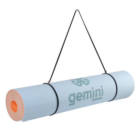 Килимок для фітнесу та йоги Sport TPE+TC 6 мм - блакитний - помаранчевий