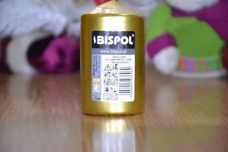 Свічка столова циліндр Bispol sw60/100 213 золотий металік