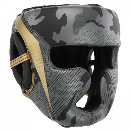 Шолом боксерський з повним захистом чорно-золотий ZHT-1 - L