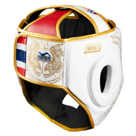Боксерський шолом Phantom Muay Thai Full Face White Gold (капа в комплекті) універсальний