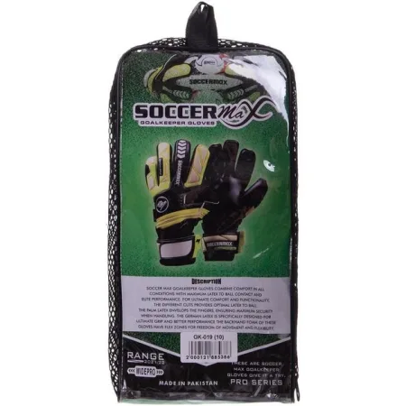 Рукавички професійні воротарські SOCCERMAX 8 - чорний/Жовтий