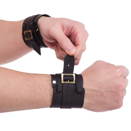 Напульсник атлетичний шкіряний чорний 1 шт - 21 x 7,5 см