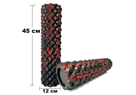 Масажний ролик EasyFit Bubbles 45 см чорний-червоний