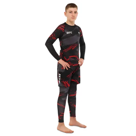Костюм компресійний дитячий рашгард лонгслів штани і шорти VNM чорний-червоний 9529B-9629B-V5020 XS