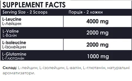 BCAA 2:1:1 + Glutamine - 500 г тропічний мікс