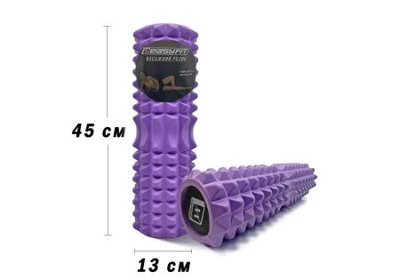 Масажний ролик EasyFit Solid Grid Roller 45 см v.2,2s фіолетовий