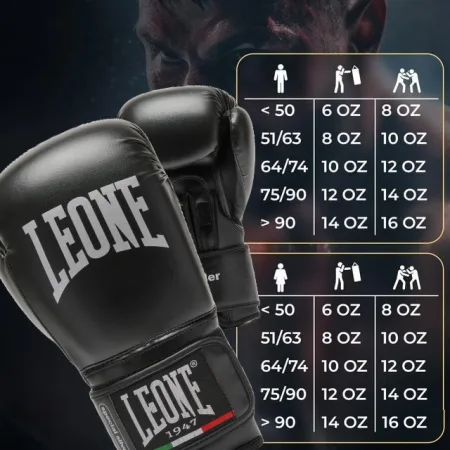 Боксерські рукавиці Leone GN383 THUNDER Black 16 унцій (капу в комплекті)