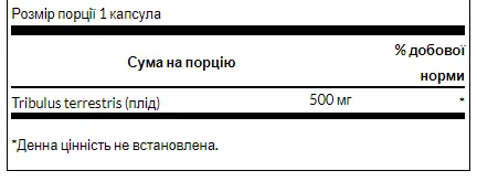 Tribulus Fruit 500 мг - 90 капсул
