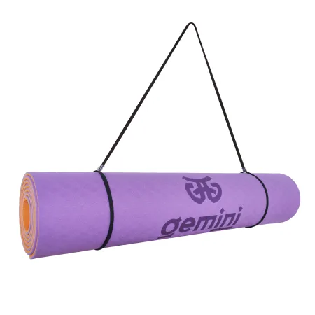 Килимок для фітнесу та йоги Sport TPE+TC 6 мм - фіолетово-помаранчевий
