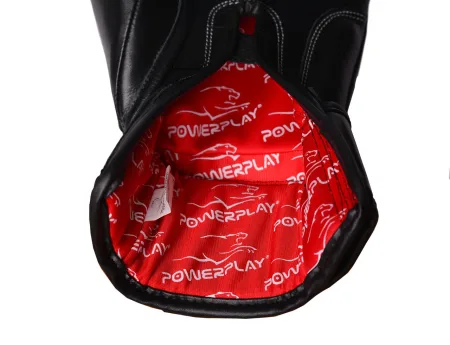 Боксерські рукавиці PowerPlay 3014 Indiana чорні натуральна шкіра 14 унцій