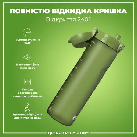Пляшка для води ION8 1000 мл. (ЕКО пляшка) BPA Free, Khaki Green