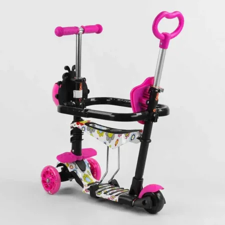 Самокат 5в1 Best Scooter - рожевий/Мультіколор