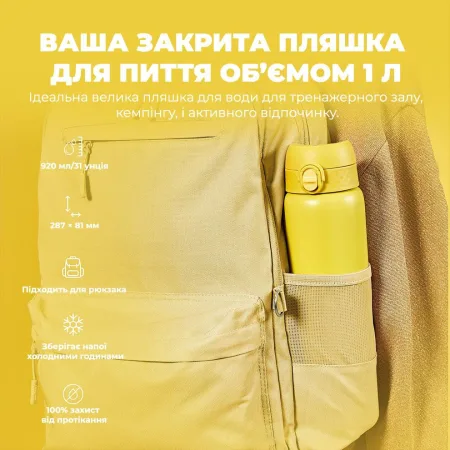 Пляшка для води металева вакуумна ION8 920 мл. Vacuum Insulated, Yellow