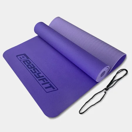 Коврик для йоги и фитнеса EasyFit TPE+TC 6 мм двухслойный сиреневый св.сиреневый