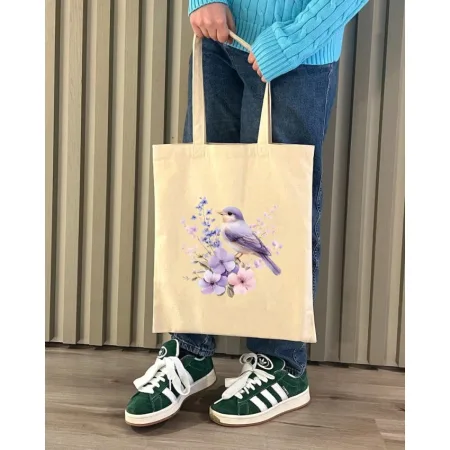 Екошопер BookOpt BK 4106 пташка на квітах бежевий