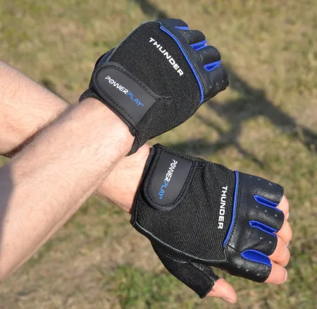 Рукавички для фітнесу PowerPlay 9058 Thunder чорно сині - M
