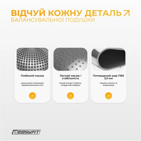 Балансувальна масажна подушка EasyFit сірий