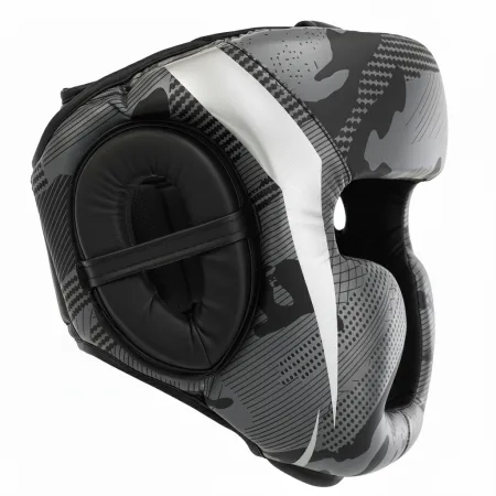Шолом боксерський з повним захистом чорно-сірий ZHT-2 - L