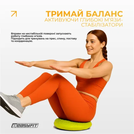 Балансувальна масажна подушка EasyFit жовта