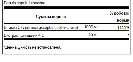 Vitamin C with Rose Hips 1000 мг - 90 капсул (До 12.26)