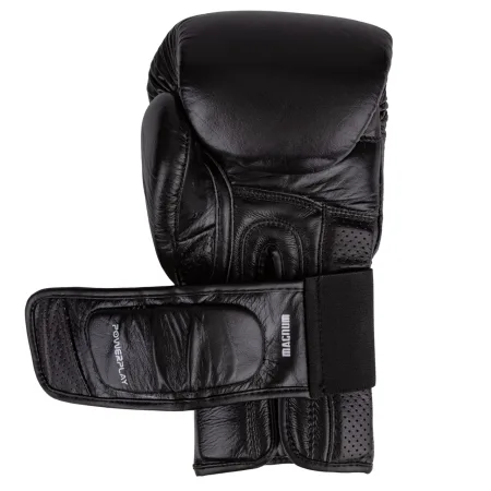 Боксерські рукавиці PowerPlay 3087 Magnum чорні натуральна шкіра 12 унцій