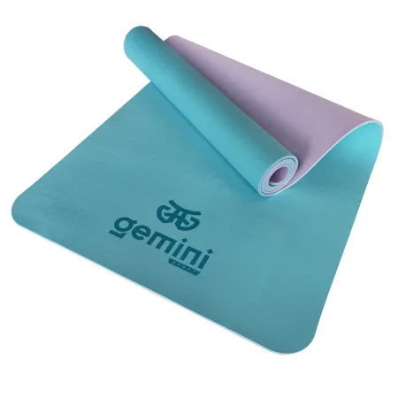 Килимок для фітнесу та йоги Sport TPE+TC 6 мм - бірюзово-рожевий