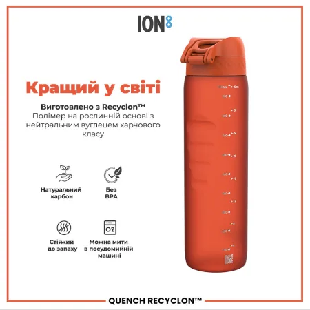 Пляшка для води ION8 1000 мл. (ЕКО пляшка) BPA Free, Hearty Orange